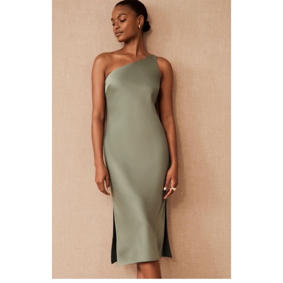 BHLDN Dresses & Skirts - BHLDN Audrey Midi Satin Dress - Moss size 0